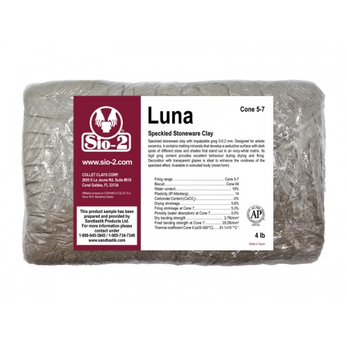 SIO-2® LUNA Speckled Stoneware Clay with Impalpable Grog, 4 lb Sample